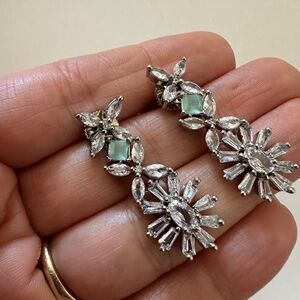 2 sets, Elegant Silver/Green and gold plated earring. Only $12 for both.